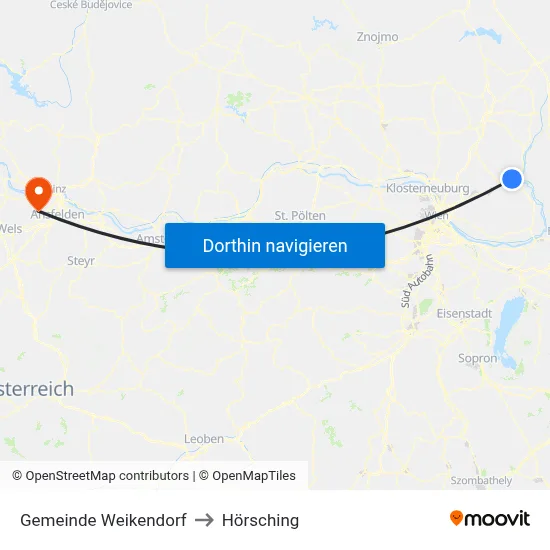 Gemeinde Weikendorf to Hörsching map