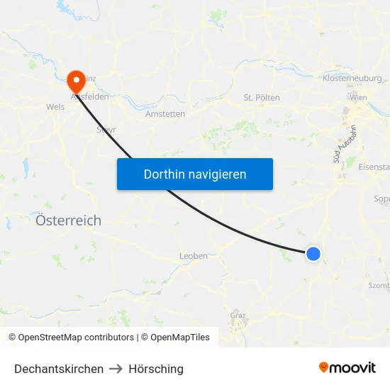 Dechantskirchen to Hörsching map