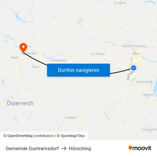 Gemeinde Guntramsdorf to Hörsching map