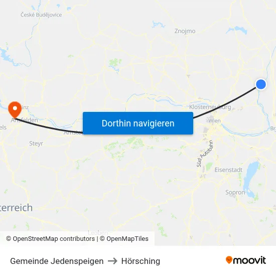Gemeinde Jedenspeigen to Hörsching map