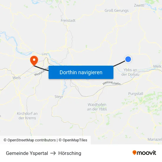 Gemeinde Yspertal to Hörsching map