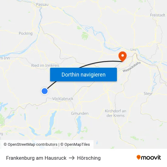 Frankenburg am Hausruck to Hörsching map