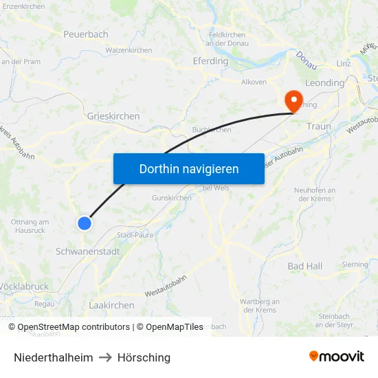 Niederthalheim to Hörsching map