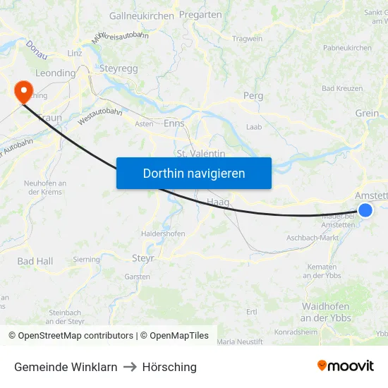 Gemeinde Winklarn to Hörsching map