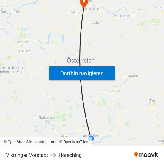 Viktringer Vorstadt to Hörsching map