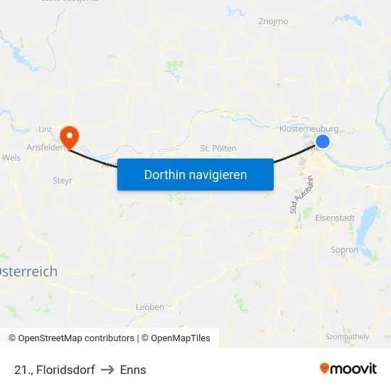 21., Floridsdorf to Enns map