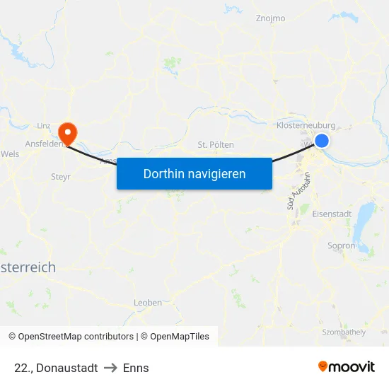 22., Donaustadt to Enns map