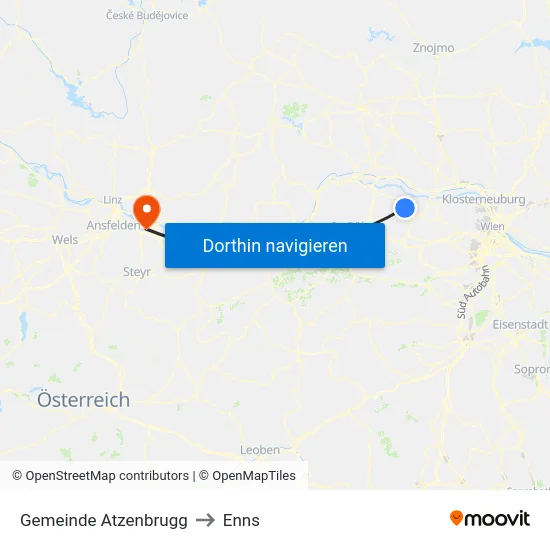 Gemeinde Atzenbrugg to Enns map