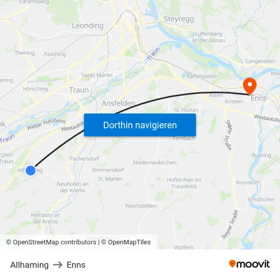 Allhaming to Enns map