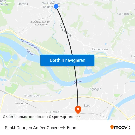 Sankt Georgen An Der Gusen to Enns map