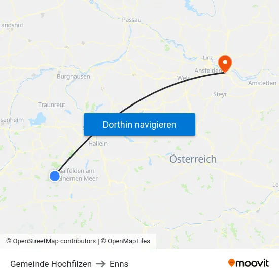Gemeinde Hochfilzen to Enns map