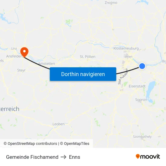Gemeinde Fischamend to Enns map