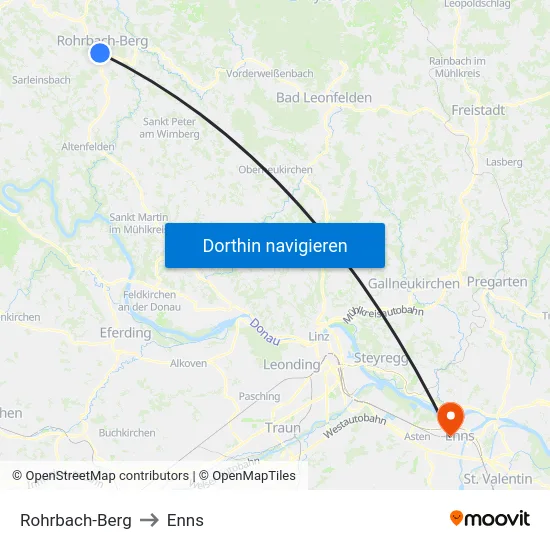 Rohrbach-Berg to Enns map