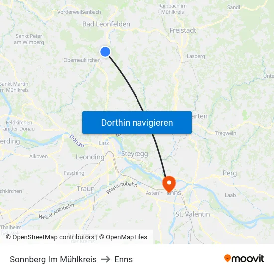 Sonnberg Im Mühlkreis to Enns map