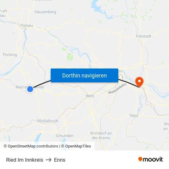 Ried Im Innkreis to Enns map