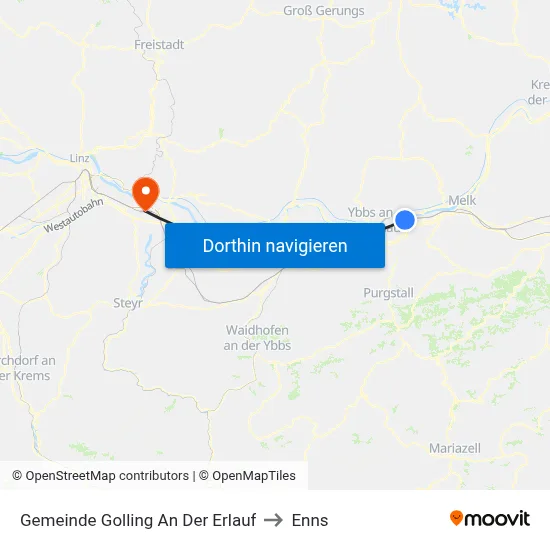 Gemeinde Golling An Der Erlauf to Enns map