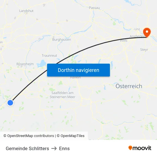 Gemeinde Schlitters to Enns map
