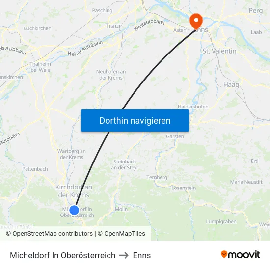 Micheldorf In Oberösterreich to Enns map