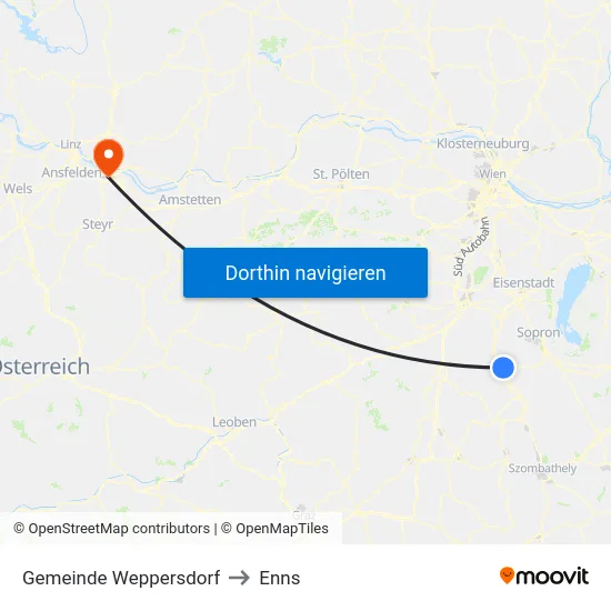 Gemeinde Weppersdorf to Enns map