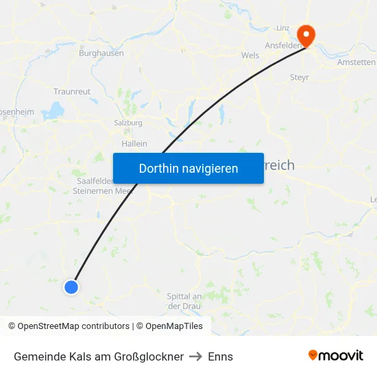 Gemeinde Kals am Großglockner to Enns map