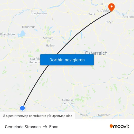 Gemeinde Strassen to Enns map