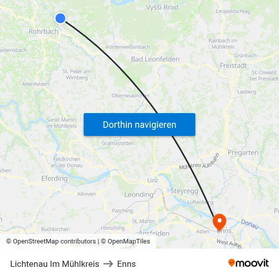 Lichtenau Im Mühlkreis to Enns map