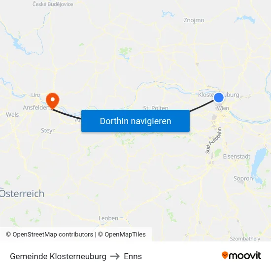 Gemeinde Klosterneuburg to Enns map