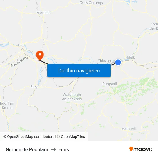Gemeinde Pöchlarn to Enns map