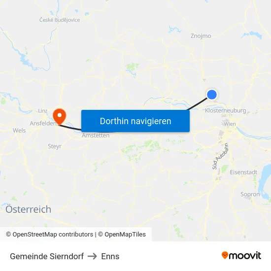 Gemeinde Sierndorf to Enns map