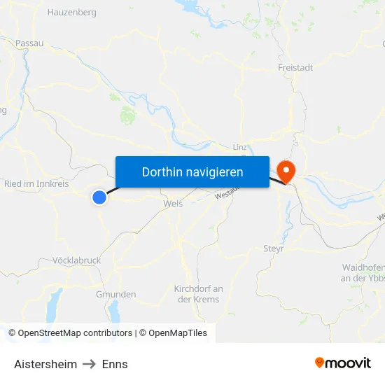 Aistersheim to Enns map