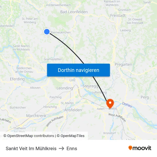 Sankt Veit Im Mühlkreis to Enns map