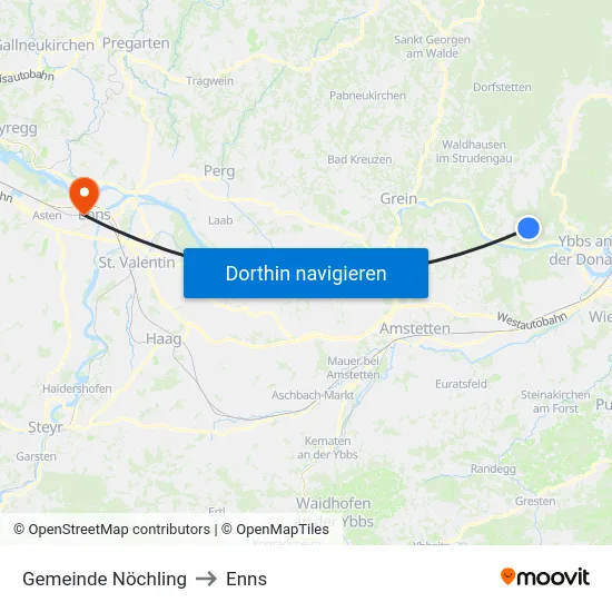 Gemeinde Nöchling to Enns map