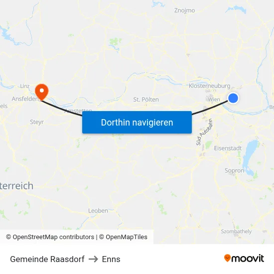 Gemeinde Raasdorf to Enns map