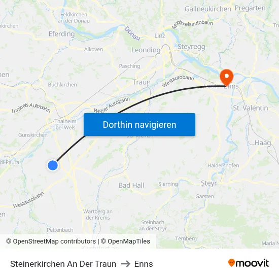 Steinerkirchen An Der Traun to Enns map