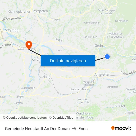 Gemeinde Neustadtl An Der Donau to Enns map