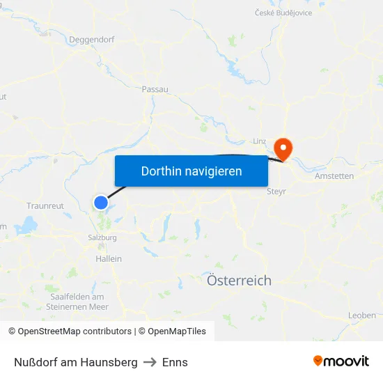 Nußdorf am Haunsberg to Enns map