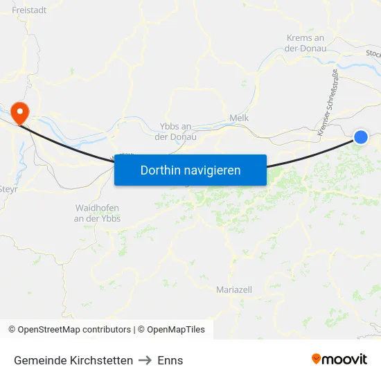 Gemeinde Kirchstetten to Enns map
