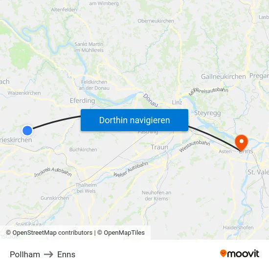 Pollham to Enns map