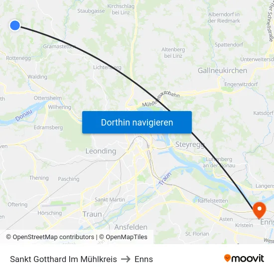 Sankt Gotthard Im Mühlkreis to Enns map