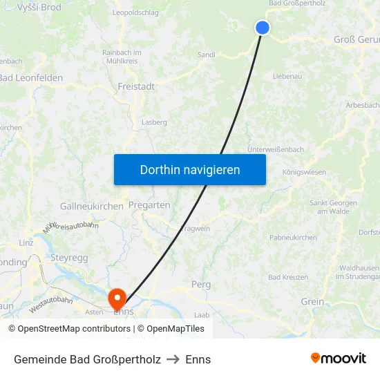 Gemeinde Bad Großpertholz to Enns map