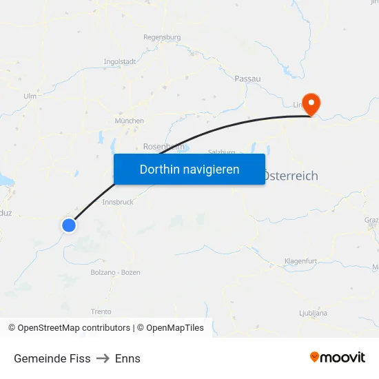 Gemeinde Fiss to Enns map