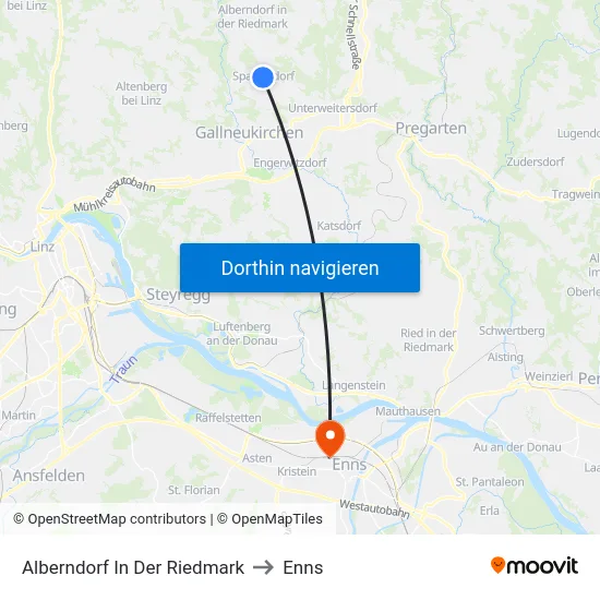 Alberndorf In Der Riedmark to Enns map