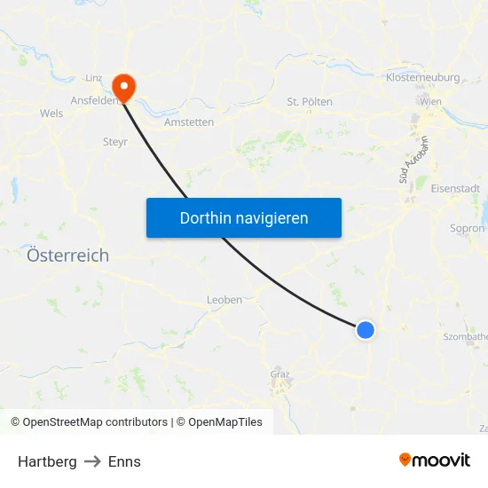 Hartberg to Enns map
