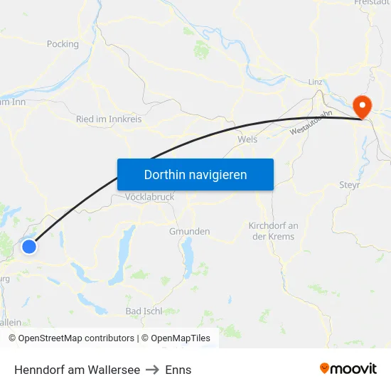 Henndorf am Wallersee to Enns map