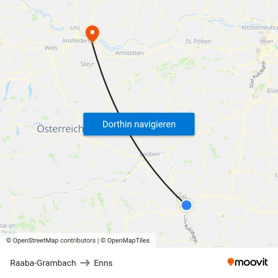 Raaba-Grambach to Enns map