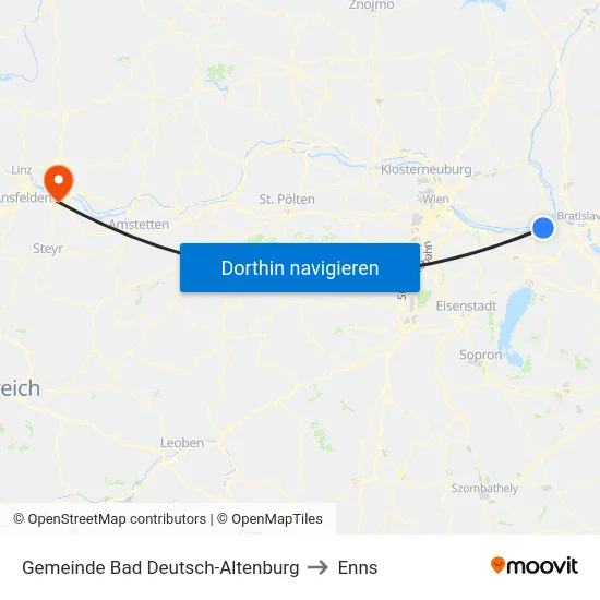 Gemeinde Bad Deutsch-Altenburg to Enns map