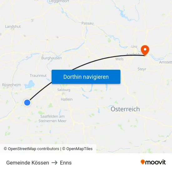 Gemeinde Kössen to Enns map