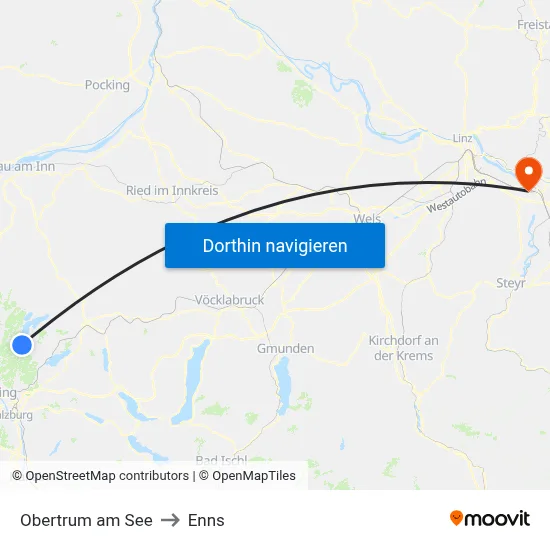 Obertrum am See to Enns map