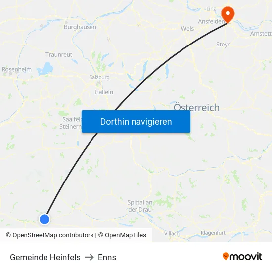 Gemeinde Heinfels to Enns map