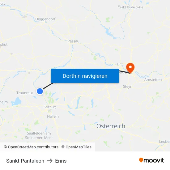 Sankt Pantaleon to Enns map